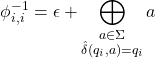 \displaystyle\phi^{-1}_{i, i} = \epsilon + \bigoplus_{\substack{a\in\Sigma\\ \hat{\delta}(q_i, a) = q_i}} a